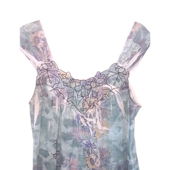 Y2K Mushka Babydoll Sleeveless Top S Tunic Embroidered Fairy Coquette Twee - Picture 2 of 5